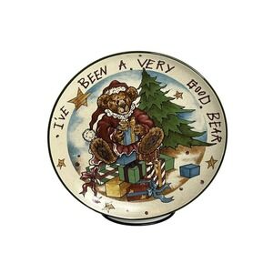 Boyds Bears 8" Christmas Plate I've‎ Been A Very Good Bear 2001 Bearware Pottery
